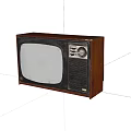 Old Fashioned Vintage Television With Wooden Case Knob Controls And Retro Screen