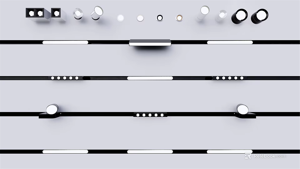 Modern Downlights And Spotlights With Various Sizes For Indoor Ceiling Lighting 3d model 
