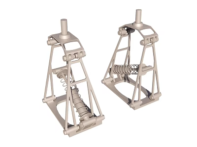 Two Metal Support Stands Featuring Coiled Spring Structure And Stable Base 3d model