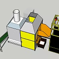 Heavy Duty Industrial Equipment With Conveyor System Rotary Drum Yellow Frame And Control Cabinet
