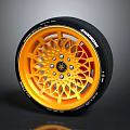 JAPANSPORT Tire With Yellow Rim And Intricate Spoke Design 16 Inch