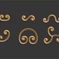 Golden Spiral Curly Design Decorative Household Items Arranged On Grey Background With Reflections