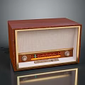 Vintage Electronic Radio With Wooden Case Gold Trim Classic Knobs Tuning Panel And Speaker Grille