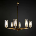 Modern Brass Chandelier With Glass Shades And Illuminated Design For Interior