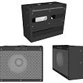 Black Sound Speaker System With Multiple Angles View And Gray Grille Design 3d model