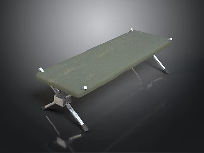 Portable Folding Bed Furniture With Green Surface And Metal Legs Design 3d model