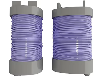 Two Purple Coiled Industrial Equipment Units With Gray Cylindrical Frames for Industrial Use 3d model