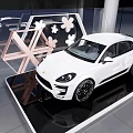 Pink Porsche Display Area With Flower Shop Bench And Decorative Flowers