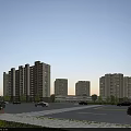 Modern High Rise Residential Buildings With Greenery Street Vehicles Pedestrians Under Clear Blue Sky