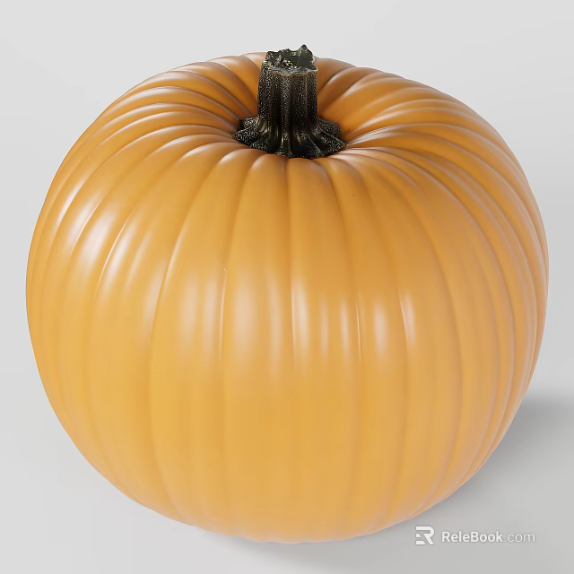 Yellow Ribbed Pumpkin Decorative Ornament Set With Classic Design For Home Decoration 3d model 