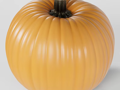 Yellow Ribbed Pumpkin Decorative Ornament Set With Classic Design For Home Decoration 3d model