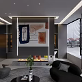 Modern Office Interior Workspace with Desk Apple Computer Office Chair and Bookshelf Lighting