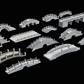 Various Landscape Bridge Architectural Models With Arch Flat And Step Designs 3d model