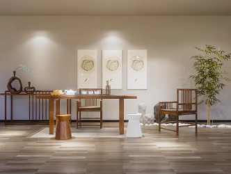 New Chinese Tea Table and Chair Tea Table and Chair Combination 3d model
