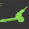 Antique Military Cannon with Long Metal Barrel and Field Carriage Wheels