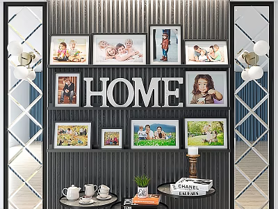 Elegant Decorative Ornament Combination with Photo Frames HOME Letter Mirrors and Tabletop Accents 3d model