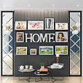 Elegant Decorative Ornament Combination with Photo Frames HOME Letter Mirrors and Tabletop Accents