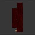 Red Wooden Bookcases Featuring Multiple Shelves Drawers And Decorative Books Arrangement