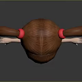 Animated 3D Game Movie Character With Brown Pigtails Red Polka Dot Dress Open Arms Pose