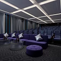 Modern Cinema Auditorium Interior With Comfortable Seats Large Projection Screen And Soft Lighting 3d model
