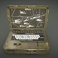 Rugged Military Laptop With Reinforced Olive Green Case Displaying Tactical Map
