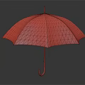 Stylish Red Umbrella With White Polka Dots And Pink Curved Handle For Daily Use