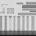 Classical Roman Columns With Various Architectural Styles And Decorative Carvings 3d model
