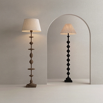 French floor lamp retro cream style 3d model