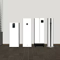 White Vertical Household Appliances With Various Designs In Modern Indoor Setting 3d model