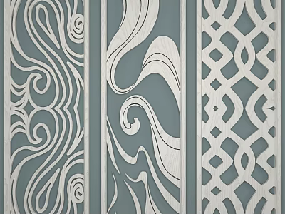 Decorative Room Dividers With Curved Patterns And Geometric Lattice Designs 3d model