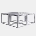 Modern Nested Coffee Table with Clear Glass Top and Golden Metal Frame 3d model