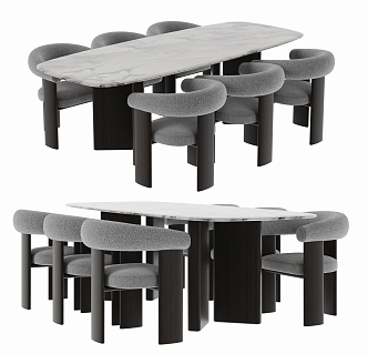 Dining table and chair combination 3d model