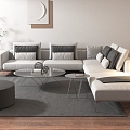 Sofa Coffee Table Combination Post-modern Corner Sofa Multi-person Sofa L-shaped Sofa 3d model