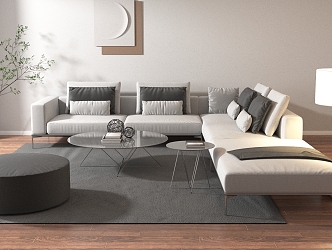 Sofa Coffee Table Combination Post-modern Corner Sofa Multi-person Sofa L-shaped Sofa 3d model