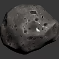 Grayish White Celestial Rock With Pitted Surface On Dark Reflective Background 3d model