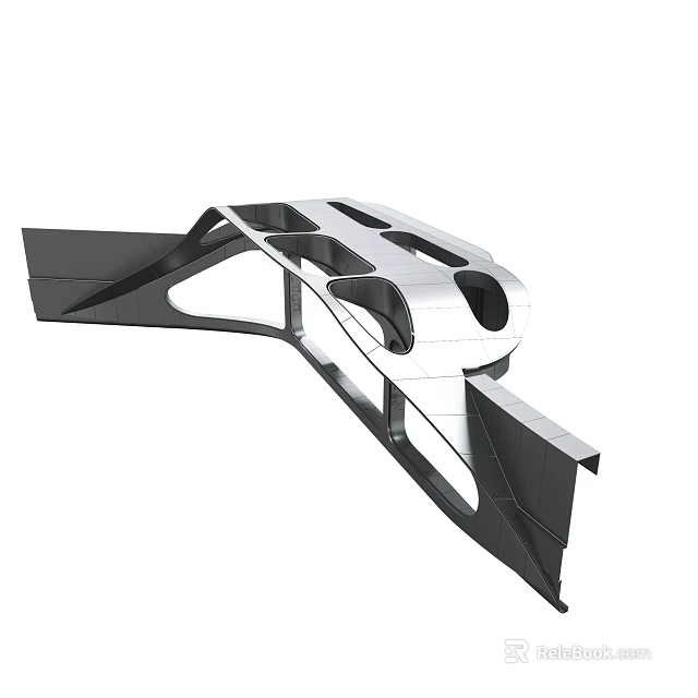 Abstract Metallic Industrial Structure With Modern Streamlined Design And Geometric Forms 3d model 