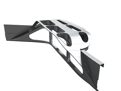 Abstract Metallic Industrial Structure With Modern Streamlined Design And Geometric Forms 3d model