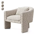 Modern Patterned Fabric Upholstered Single Sofa Chair With Decorative Cushion For Cozy Living Room