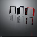 Various Colored Furniture Doors With Glass Panes Metal Bars And Solid Panels