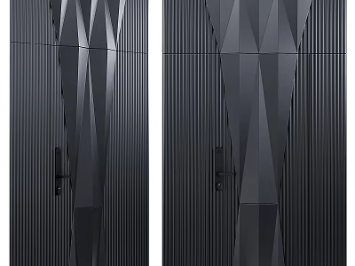 Modern Black Security Doors With Unique Geometric Shapes And Lines 3d model