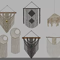 Bohemian Macramé Wall Hangings For Home Decor With Various Geometric Patterns And Tassels