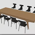 Modern Wooden Dining Table With Eight Black Chairs For Contemporary Dining Room