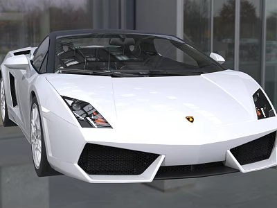 White Lamborghini Sports Car Exterior Design With Sleek Front Headlights And Grille 3d model
