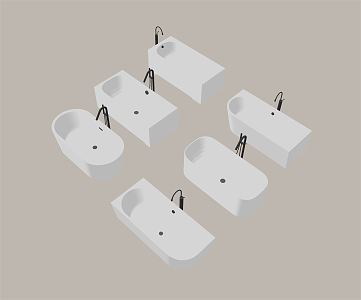 Modern Bathtub Tub Faucet Bathtub Combo 3d model