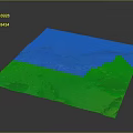 Blue And Brown Textured Terrain With Rugged Mountainous Features And Water Like Areas