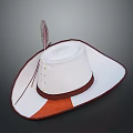 White Hat Design With Brown Trim Feather Accent And Classic Style
