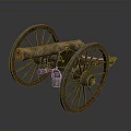 Vintage Cannon Antique Military Weapon with Wooden Wheels and Metal Barrel