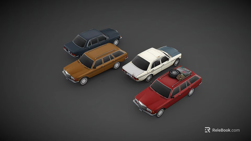Vintage Car Models In Assorted Colors Show Classic Retro Automobile Styles 3d model 