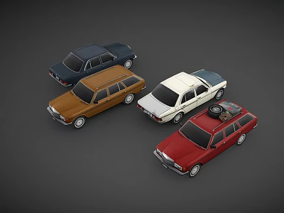 Vintage Car Models In Assorted Colors Show Classic Retro Automobile Styles 3d model
