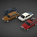 Vintage Car Models In Assorted Colors Show Classic Retro Automobile Styles